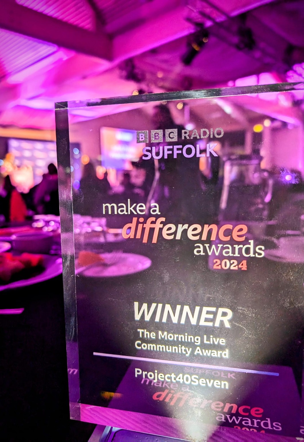 Project40Seven’s BBC Radio Suffolk Make a Difference community award