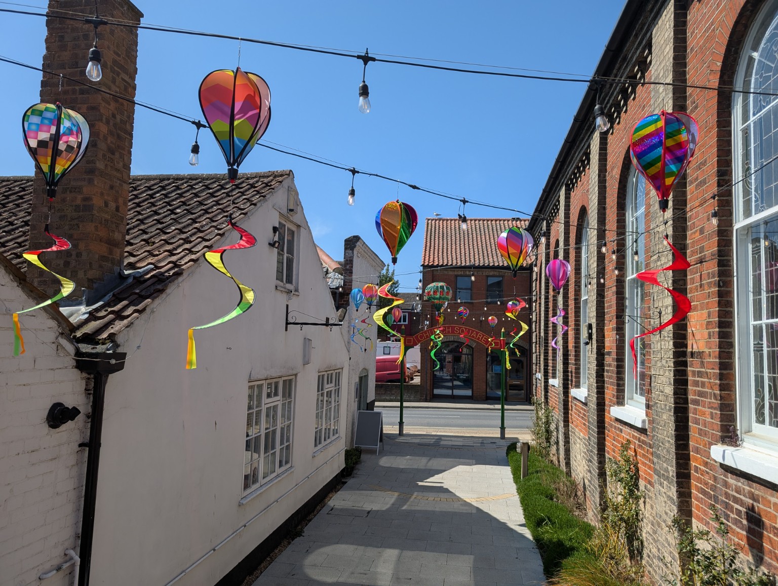 Colourful decorations along Church Square