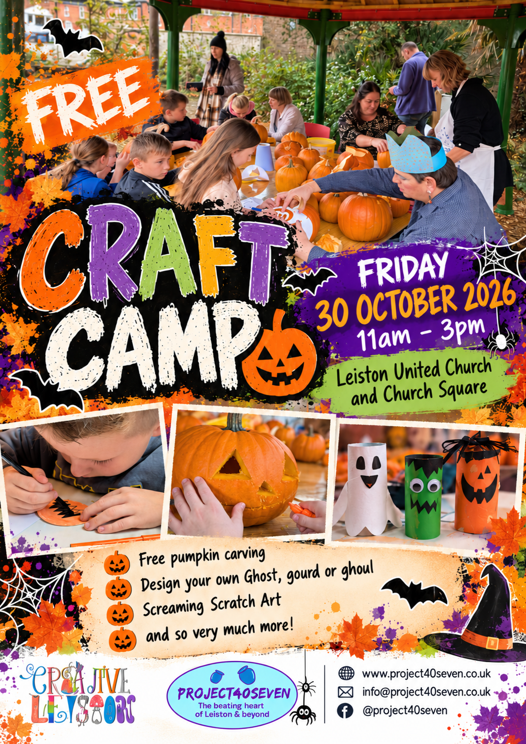 Halloween Craft Camp — Friday 30 October 2026, 11am–3pm, Leiston United Church and Church Square
